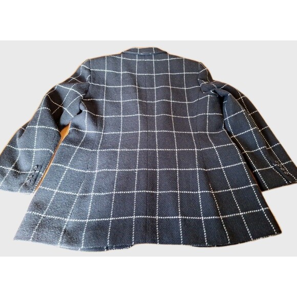 Vintage LAUREN Ralph Lauren Women's Wool Black N White Lined Blazer Size 16 - Picture 3 of 16